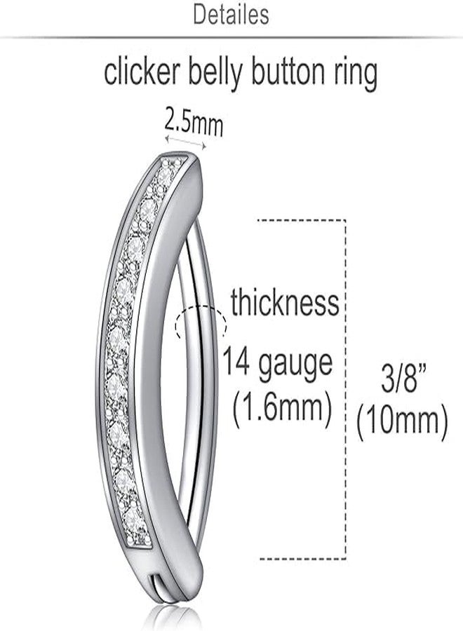 AVYRING حلقة سرة فضية من AVYRING، مضادة للحساسية، مصنوعة من الفولاذ الجراحي المقاوم للصدأ، حلقات سرة متدلية، وزن 14 غرام، مزودة بمشبك، مجوهرات سرة للنساء - Image 4